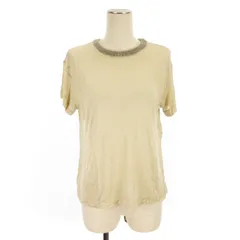 カルヴェン CARVEN ニットネック ショートスリーブ Tシャツ カットソー 半袖 切替 異素材 38 ベージュ /HK ■OS ■SHのサムネイル