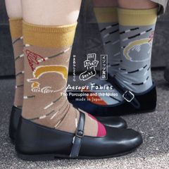 M＆M socks 靴下 アシンメトリー ソックス 日本製 イソップ寓話 ストーリー やまあらしともぐら