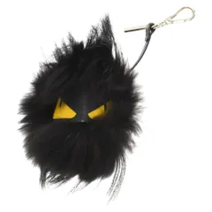 FENDI (フェンディ) バグズアイ モンスターファーボンボン バッグチャーム ブラックのサムネイル