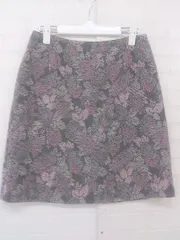 ◇ NATURAL BEAUTY BASIC 花柄 ウール混 ミニ 台形 スカート サイズM ピンク グレー系 レディース P  【中古】 【1211150008351】