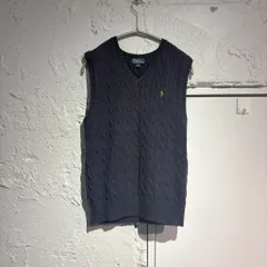 POLO Ralph Lauren ポロラルフローレン Cable Knit Vest ニットベスト ネイビー size:M【表参道A09】