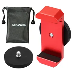 スマホホルダー 三脚 マグネット式 スタンド  自撮り コンパクト (アップルレッド)