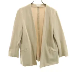 FRAY I.D フレイアイディー 日本製 ポンチストレッチ ノーカラージャケット 1 ベージュ メンズ 古着