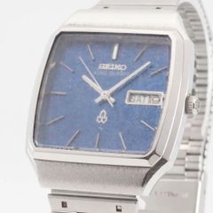 稼動品 ヴィンテージ セイコー SEIKO キングクォーツ 5856-5000 クオーツ ブルー文字盤 デイ/デイト メンズ腕時計 34mm