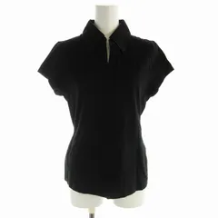 バーバリー ロンドン BURBERRY LONDON カットソー ポロシャツ 裏地ノバチェック プルオーバー 半袖 Vネック 2 M 黒 ブラック /EE