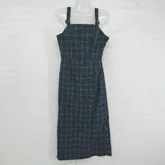 ◇ earth music&ecology チェック バックル付きジャンパースカート サイズF ネイビー系 レディース E  【1306080001012】