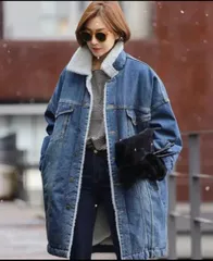 裏ボア★デニムコート★デニムジャケット★ボアコート★もこもこアウター★ロング