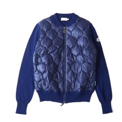 モンクレール MONCLER ウール ダウン ハイブリット 切替 ジャケット XS ブルー レディース 正規品 2-DK487