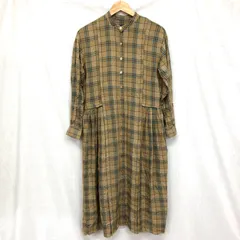SHIPS WEB限定 サイドタックワンピース チェック柄 バンドカラーシャツワンピース ベージュ系 FREE 羽織