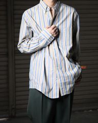 1970-1980s USA made multi stripe chambray l/s shirt 70-80s マルチストライプ シャンブレー ボタンダウン 長袖シャツ USA製