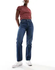 【送料無料】 リーバイス レディース デニムパンツ ボトムス Levi's 501 straight fit crop jeans in dark blue Dark Blue