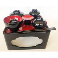 本漆塗 兜絵 6寸 二段重 18cm すり漆 讃岐漆器 重箱 弁当箱 端午節句