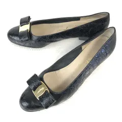 Made in Italy★SALVATORE FERRAGAMO★本革/パンプス/ヒール【6.5C/24.0/黒/BLACK】ビジネス/dress shoes◆A-171