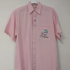 【古着】ピンクパンサーの刺繍ピンクシャツ