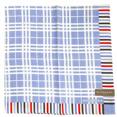 未使用 バーバリー スカーフ ハンカチ　大判 57ｃｍ　コットン　100％　綿 ランチマット　ブルー 青　チェック レディース　メンズ　紳士用　BURBERRY　LONDON