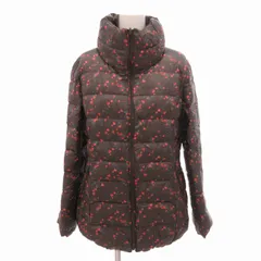 レリアン Leilian 美品 ダウンジャケット リバーシブル 花柄 スタンドカラー 11 L 茶 ブラウン /TZ