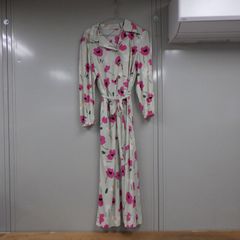 昭和 レトロ 花柄 裏地なし ワンピース