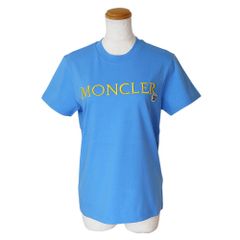 モンクレール Tシャツ 半袖 レディース トップス クルーネック ロゴ 刺繍 ライトブルー MONCLER 8C00009 829HP 72A
