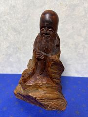 自然木　寿老人手彫り　骨董品