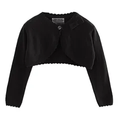 【新品】 [Yyds-Store] 子供服 ボレロ 女の子 長袖 カーディガン キッズ ニット フォーマル ドレス 通園 通学 発表会 演奏会 可愛い シンプル 冷房対策 上着 お出かけ 普段着 春夏秋 5色 80-140 (80, ブラック)