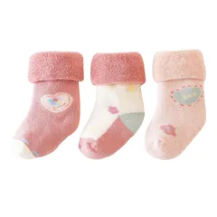 【数量限定】赤ちゃん 新生児 ソックス 冬 綿 厚手 柔らかく履き心地 靴下 可愛い ベビー 3足セット [HOOMCOOM]