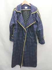 ◇ ⊇◎ emi+ エミプラス チェック柄 長袖 ロングコート サイズL ネイビー系 レディース E  【1502180025822】