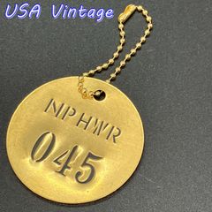 ブラスタグ　真鍮　50’s～60’s USA ビンテージ 『 NPHWR 045 』 キーホルダー ナンバータグ インダストリアル 雑貨 DIY ( KEY080 )