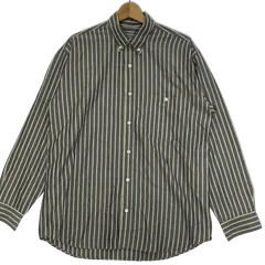 NAUTICA/ノーティカ 90年代 90's vintage ヴィンテージ COMPETITION ストライプシャツ 長袖 シャツ ボタンダウン オーバーサイズ ビッグシルエット グレー イエロー