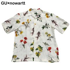 GU nowartt コラボ 花柄 フラワー ボタニカル ナチュラル オープンカラー メンズ レディース 開襟シャツ Mサイズ