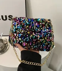 スパンコールミニショルダーバッグ　レインボー