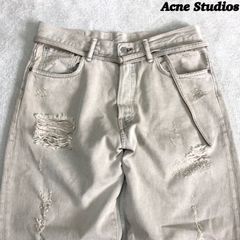 Acne Studios 1991 Toj Pompeii Loose fit Jeans デニムパンツ ルーズフィットジーンズ ワイド ベルト付 ヴィンテージ加工 ユニセックス 29/32 175-80 W34 サイズ グレー アクネストゥディオズ