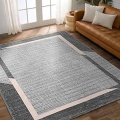 新品 Calore カーペット ラグ ラグマット160x200cm 北欧 幾何学模様 絨毯 カシミヤのような質感 ウィルトン織り 滑り止め付 しっかり 丈夫 ライン柄 オールシーズン 床暖房 ホットカーペット対応 (グレーダーク)