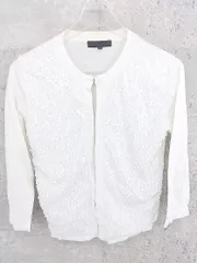 ◇ iCB アイシービー コットン ニット スパンコール 長袖 カーディガン S ホワイト * 1002800191673 【中古】 【1002800191673】