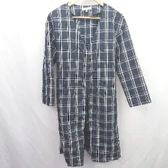 ◇ ⊂ ◎ THE SHOP TK チェック ノーカラー 長袖 スプリングコート サイズM ネイビー マルチ レディース E  【1506180000193】