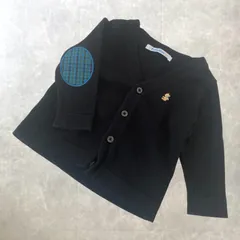 70cm familiar ファミリア カーディガン ブラック エルボーパッチ 刺繍 くま