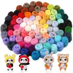 羊毛 フェルトウール セット DENNTY 羊毛繊維 ふわふわ 可愛い カラフル ウールキャンディ 初心者様 羊毛キット 手芸セット 手作り DIY素材 ハンドクラフト 85色セット 0