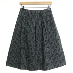 レリアン★台形スカート サイズ9 グレー×ブラック系 幾何学模様 フリンジ z15498