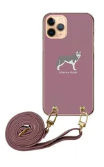 Galaxy S21 5G SC-51B SCG09 ギャラクシーS21 スマホケース スマホショルダー シベリアンハスキー ハスキー犬 かわいい ワンポイント シンプル レザーベルト ストラップ 調節可能 130cm  カラー05