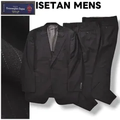 【美品】 日本製 伊勢丹メンズ ISETAN MENS エルメネジルド ゼニア Ermenegildo Zegna ストライプ柄 シングル 2B スーツ セットアップ 上下 テーラードジャケット スラックスパンツ 春夏 ブラック メンズ