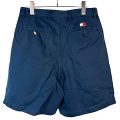 トミーヒルフィガーTOMMY HILFIGERツータックチノショーツハーフパンツショートパンツ紺ネイビー無地ロゴワッペンワンポイントアメカジ紺ネイビーvintageヴィンテージ50530