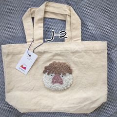 手刺繍 キャンバスミニトートバッグ ジュウシマツ（キナリ・ブラック）