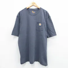 XL/古着 カーハート 半袖 ブランド Tシャツ メンズ ワンポイントロゴ 胸ポケット付き 大きいサイズ ロング丈 コットン クルーネック 濃グレ