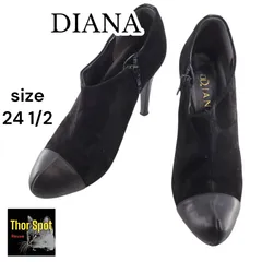DIANA ダイアナ 本革キャップトゥブーティー パンプス ヒール ブラック 24.5 レディース