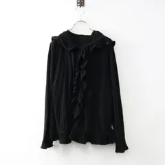 ピンクハウス PINK HOUSE フラワーモチーフピコフリルフードカーディガン 4（L)/ブラック パーカー フーディー フレア【2400014404616】