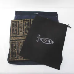 ラルディーニ LARDINI ixc. TOD'S 保存袋 3枚セット 巾着 ジップ 黒系 ブラック ネイビー 紺系 ロゴ 文字 小物のサムネイル
