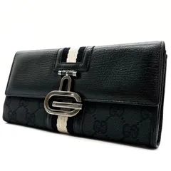 極美品✨グッチ 長財布 二つ折り財布 シェリーライン シマレザー GG柄 黒 極美品✨グッチ 長財布 二つ折り財布 シェリーライン シマレザー