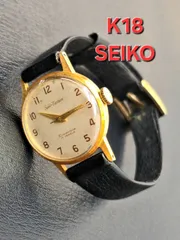 N 処分価格【保管品 ヴィンテージ】SEIKO Fashion セイコーファッション 腕時計 18金無垢 DIASHOCK 17JEWELS 手巻き17石 レディース 日常使い お洒落