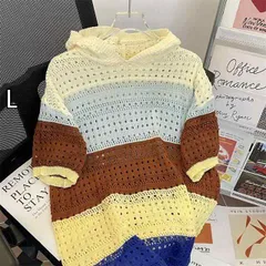[L]メンズ ファッション 服 男性用 オシャレ シンプル 大人 かっこいい 大きいサイズ ストリート 紳士服 レトロ カラー ストライプ ニット T シャツ 夏 フード付き クール 通気性 トップス