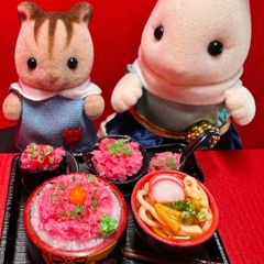 546 ネギトロ丼セット⭐️ミニチュアフード　ドールハウス　リカちゃん　シルバニア　バービー　なんだろい　フィギュア　ブライス　オビツ　ミニチュア　フェイクフード