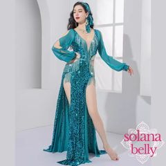 数量限定】ベリーダンス衣装 バラディドレス シャービー グリーン